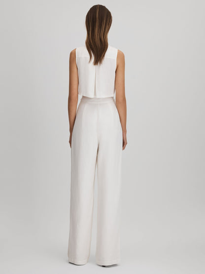 Belted wide leg jumpsuit