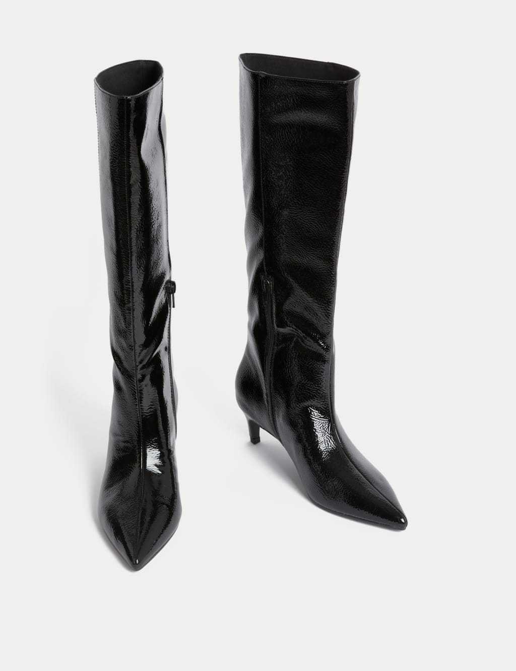 Kitten Heel Pointed Toe Knee High Boots