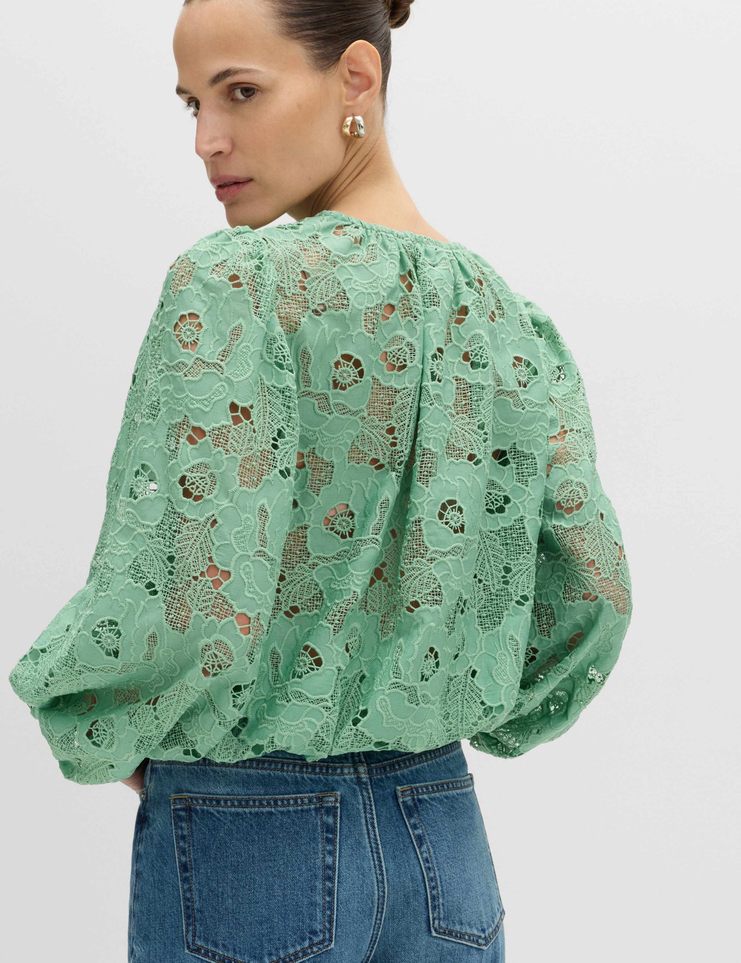 Lace Cutwork Detail Blouse