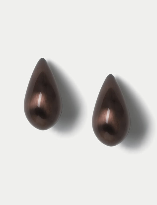 Large Brushed Tear Drop Stud Earrings