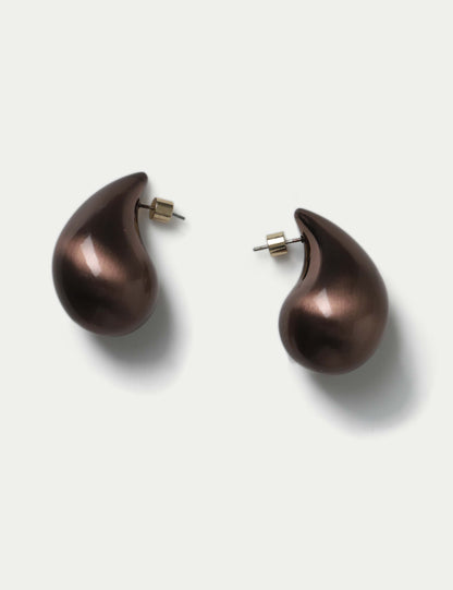 Large Brushed Tear Drop Stud Earrings