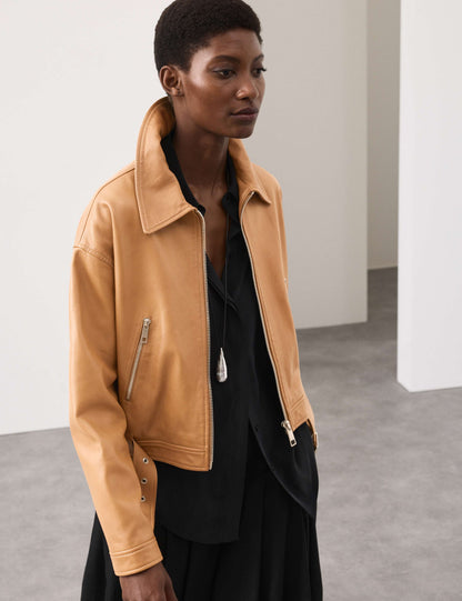 Leather Belted Biker Jacket