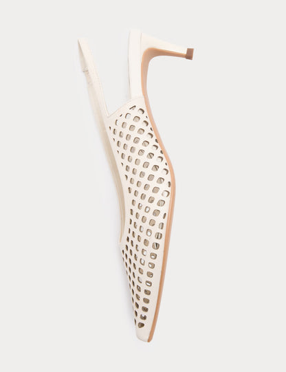 Leather Laser Cut Slingback Sandals