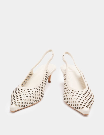Leather Laser Cut Slingback Sandals