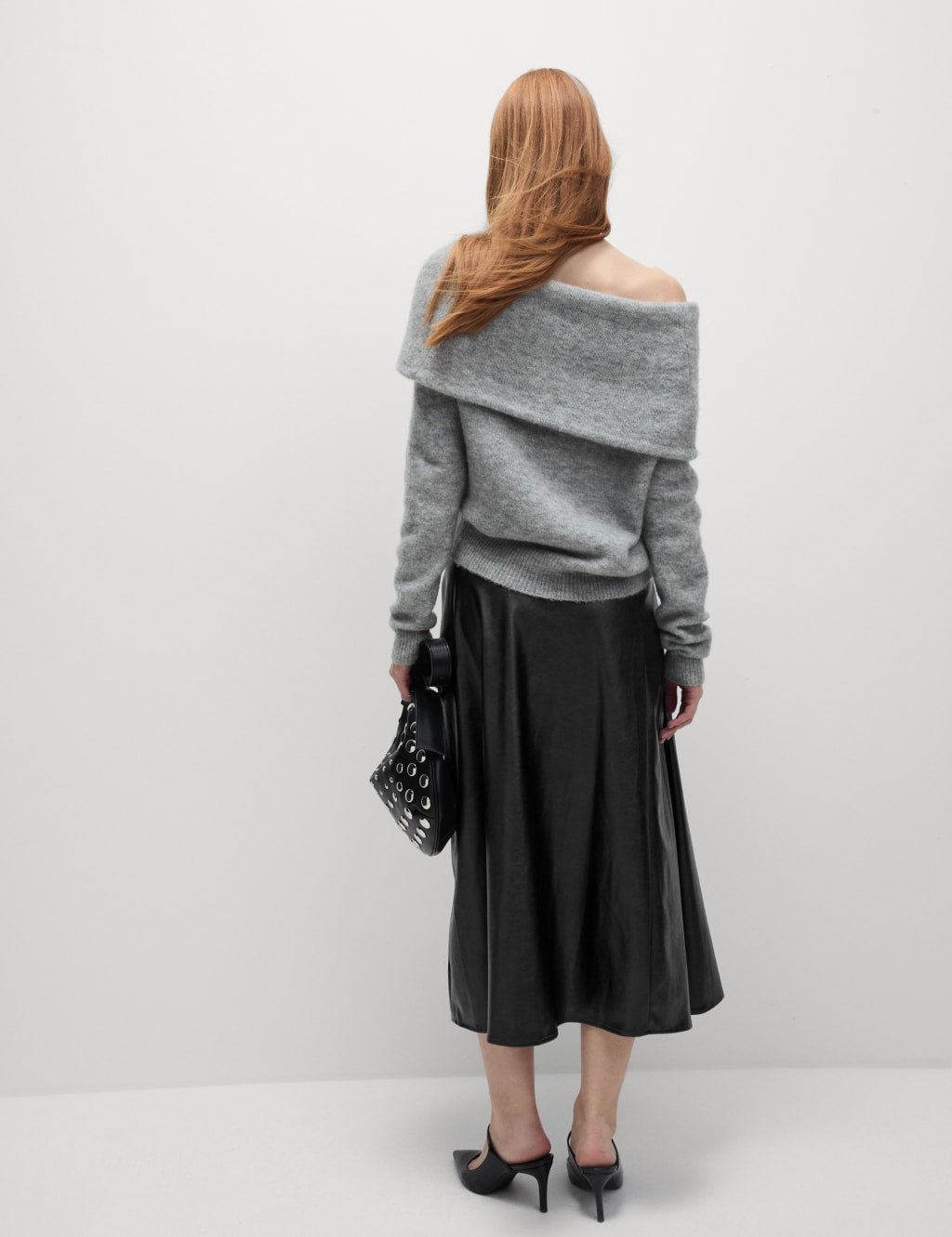 Leather Look Pleated Midaxi Wrap Skirt