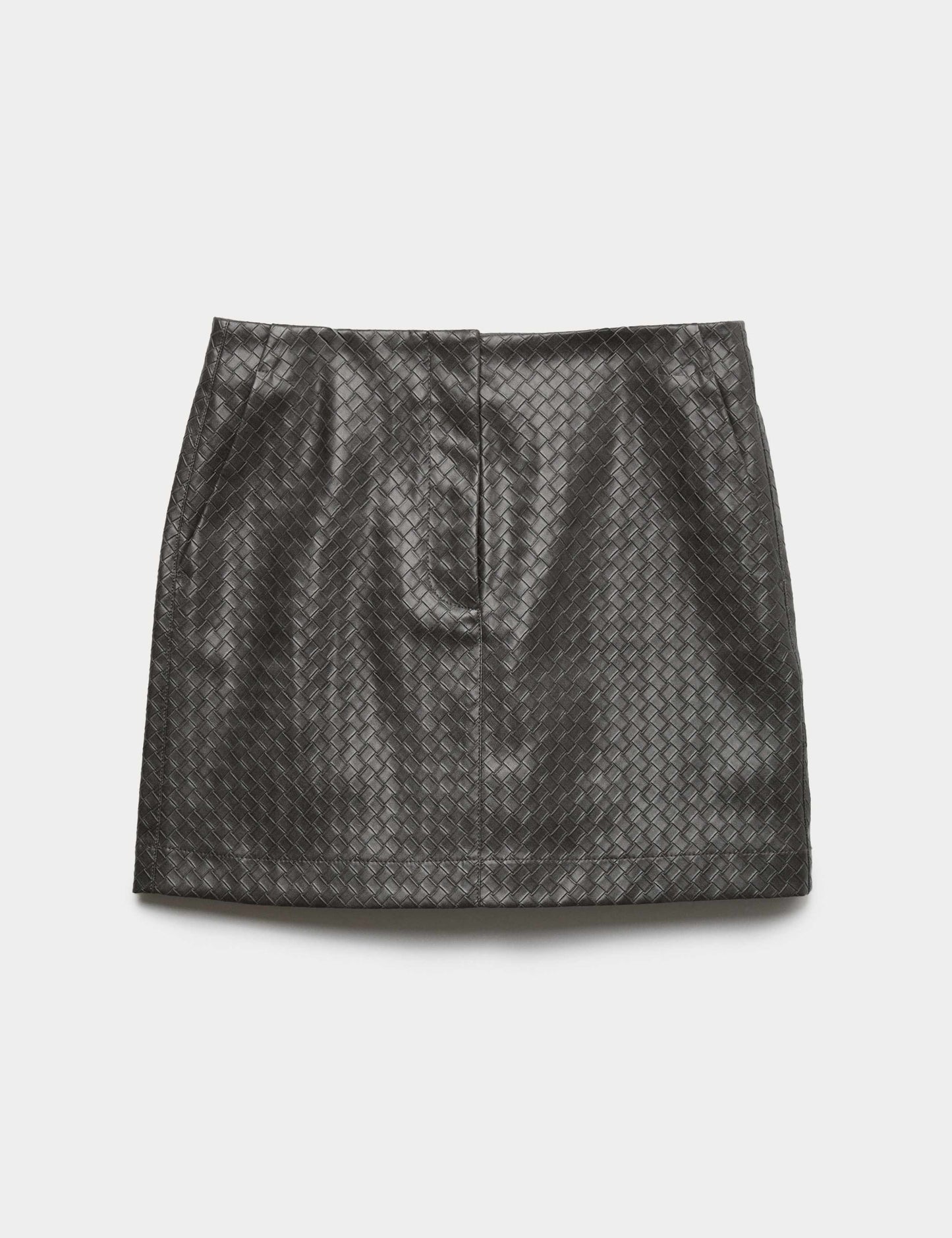 Leather Look Woven Effect Mini A-Line Skirt