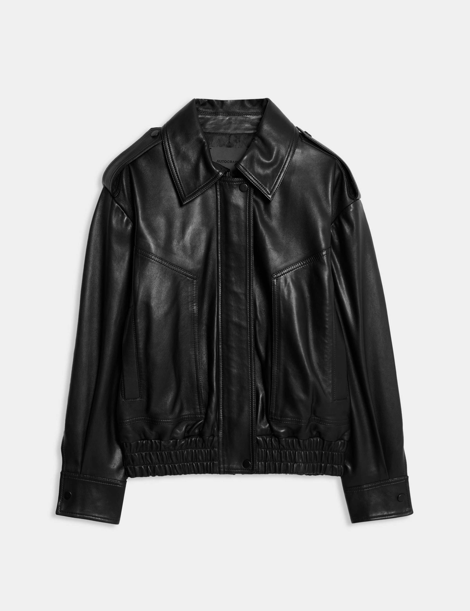 Leather Relaxed Harrington Jacket –