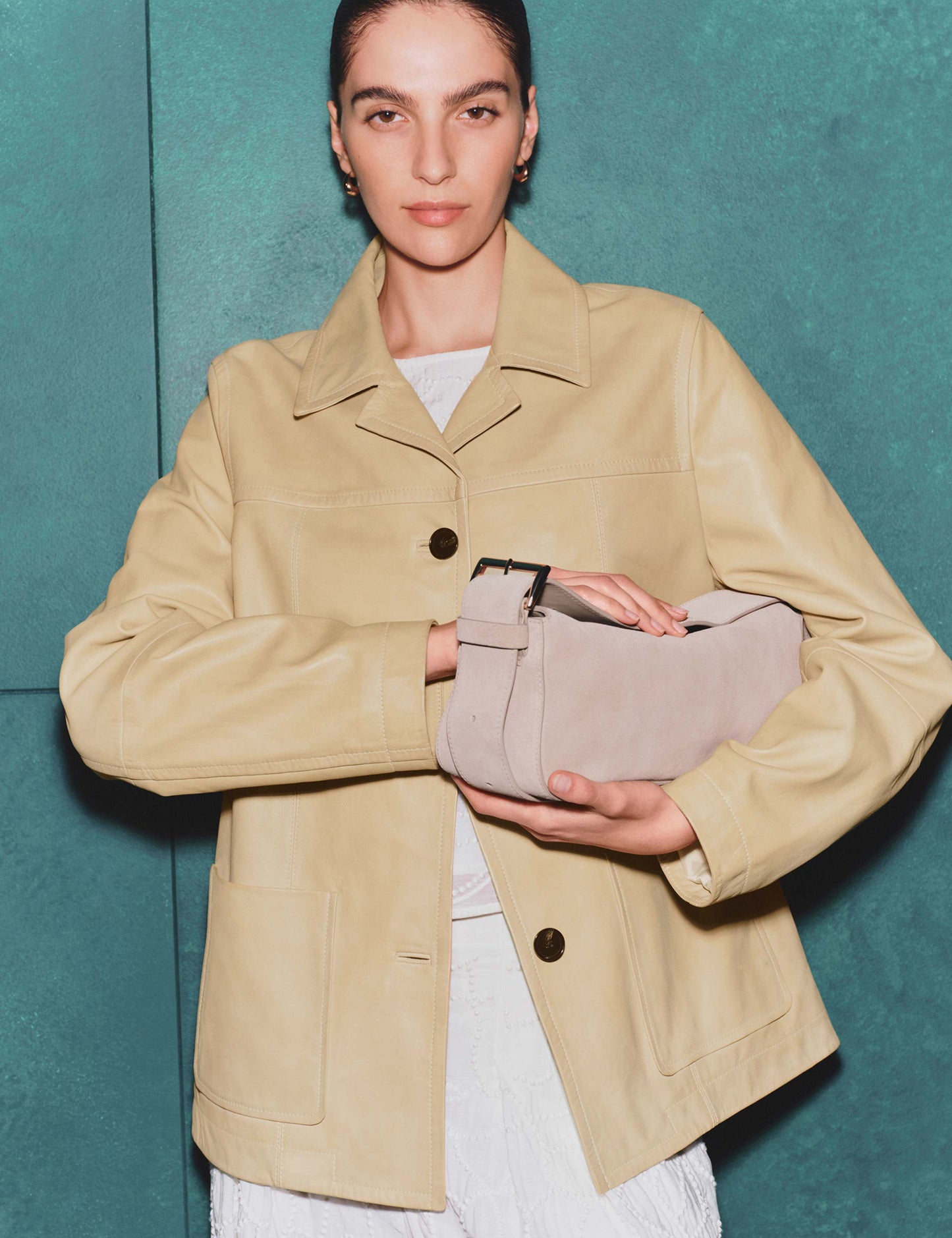 Leather Revere Collar Jacket