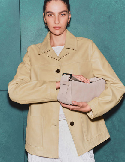 Leather Revere Collar Jacket