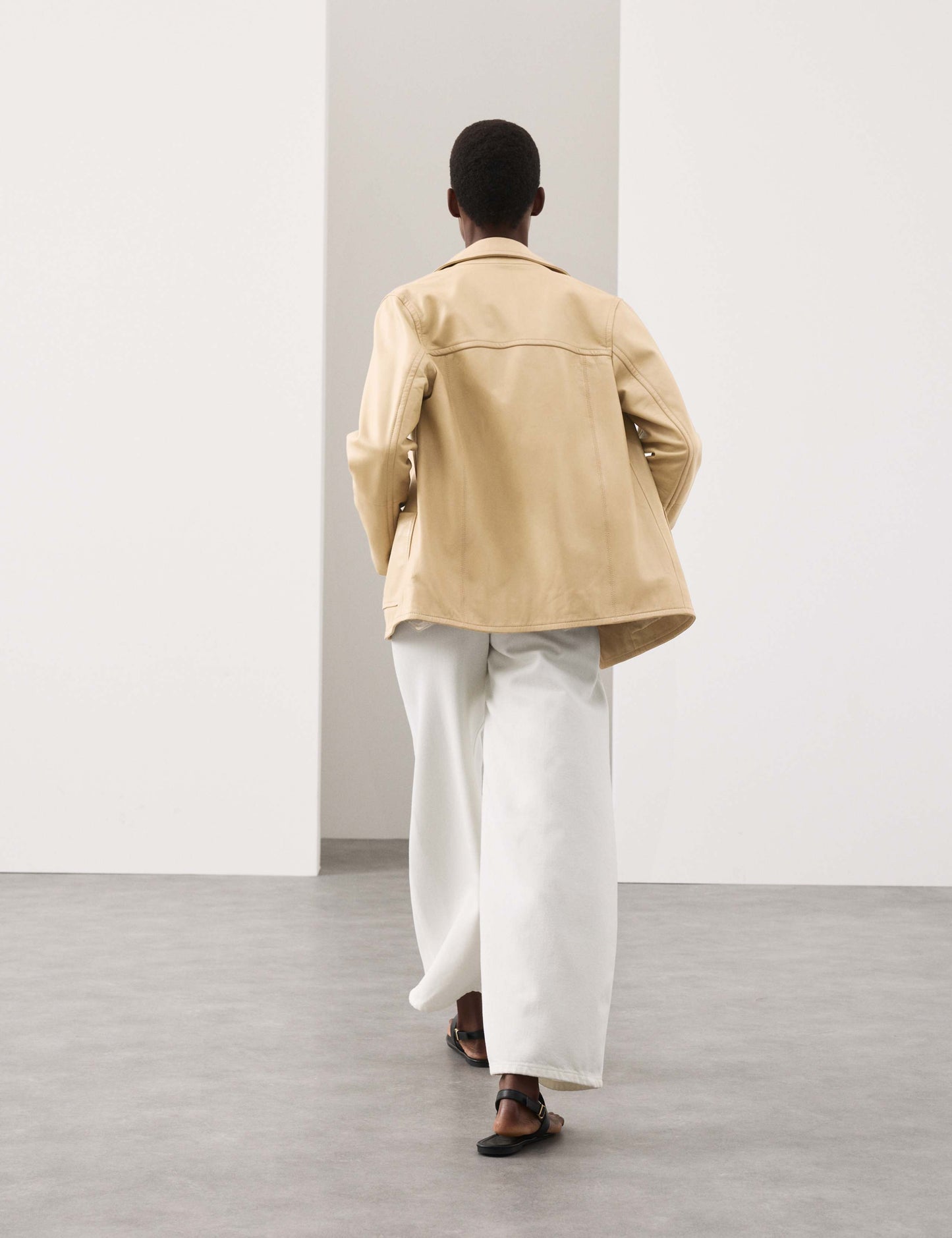 Leather Revere Collar Jacket