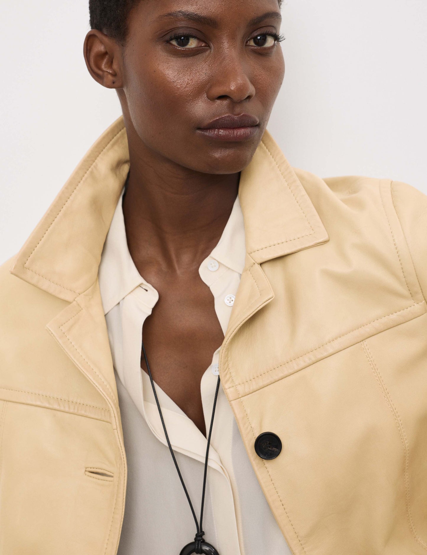 Leather Revere Collar Jacket