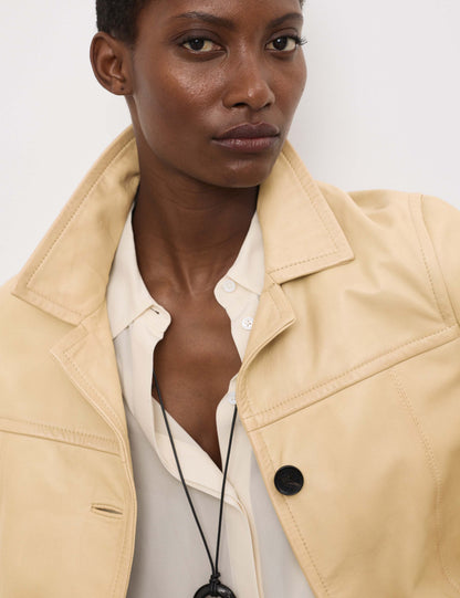 Leather Revere Collar Jacket