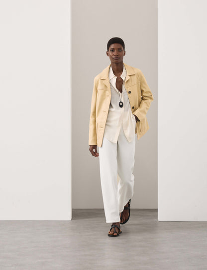 Leather Revere Collar Jacket