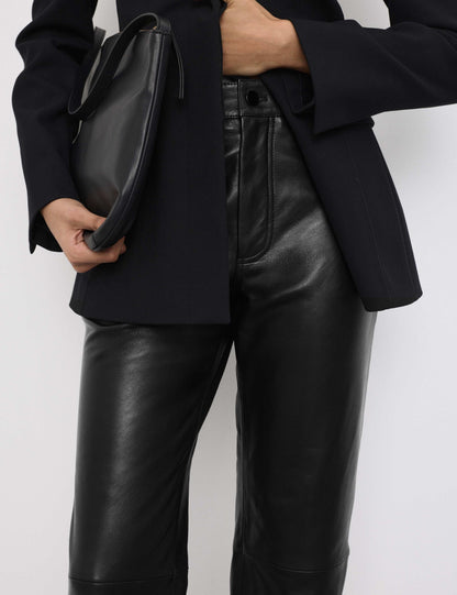 Leather Straight Leg Trousers