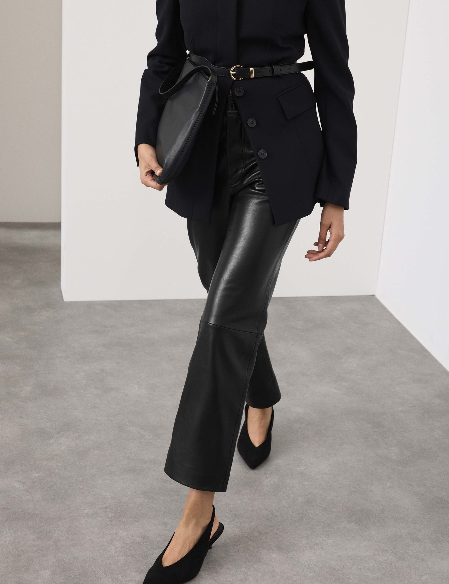 Leather Straight Leg Trousers