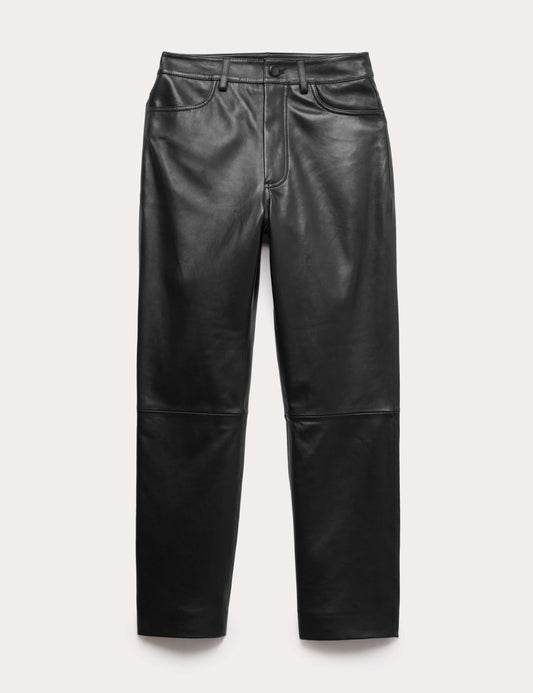 Leather Straight Leg Trousers
