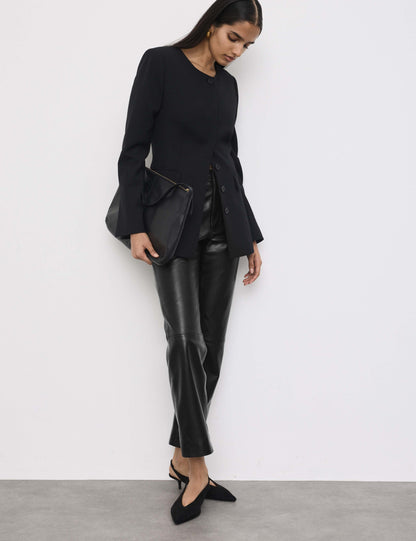 Leather Straight Leg Trousers