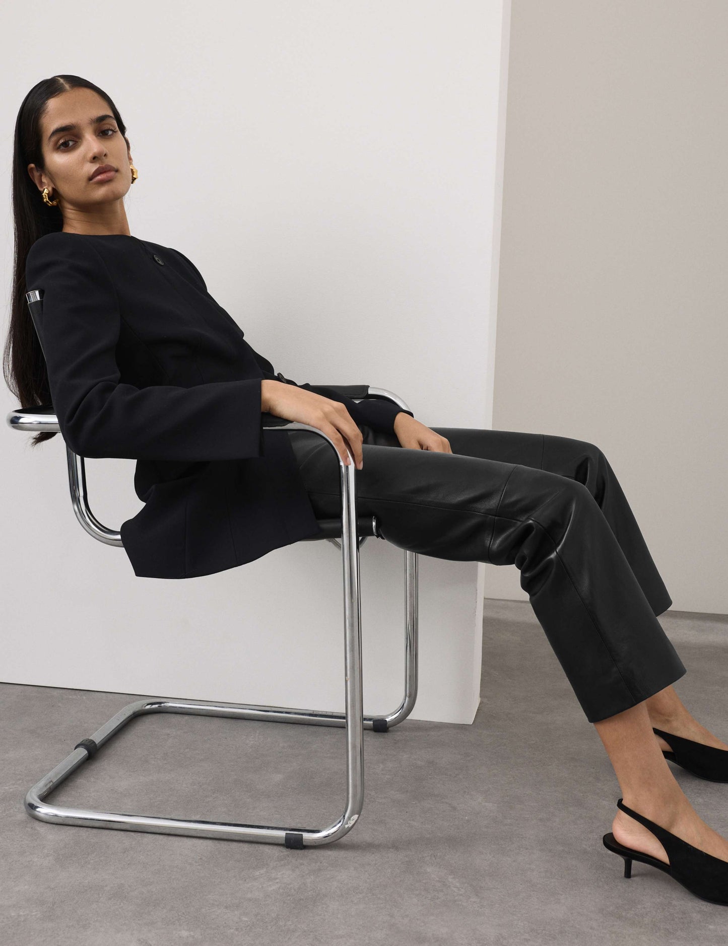 Leather Straight Leg Trousers