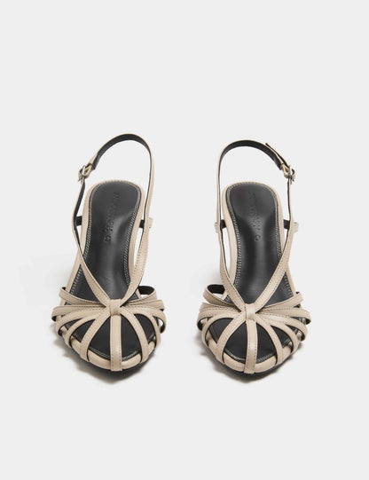 Leather Strappy Stiletto Heel Sandals