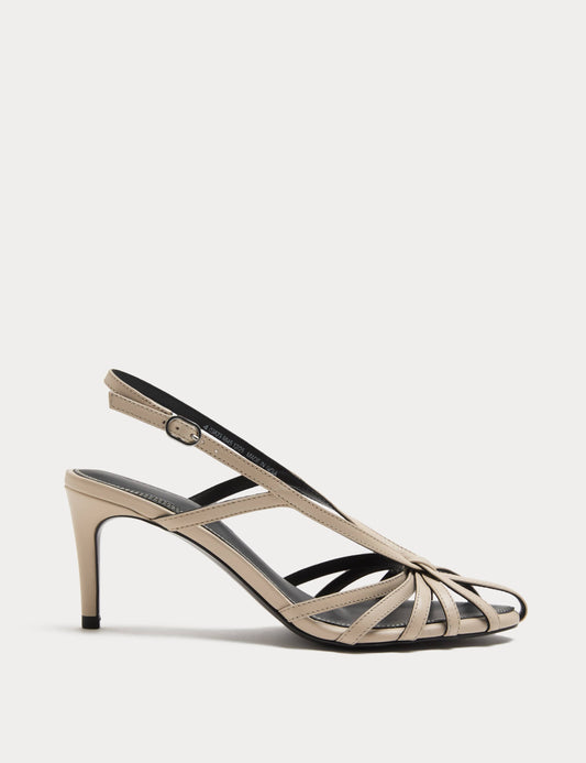 Leather Strappy Stiletto Heel Sandals