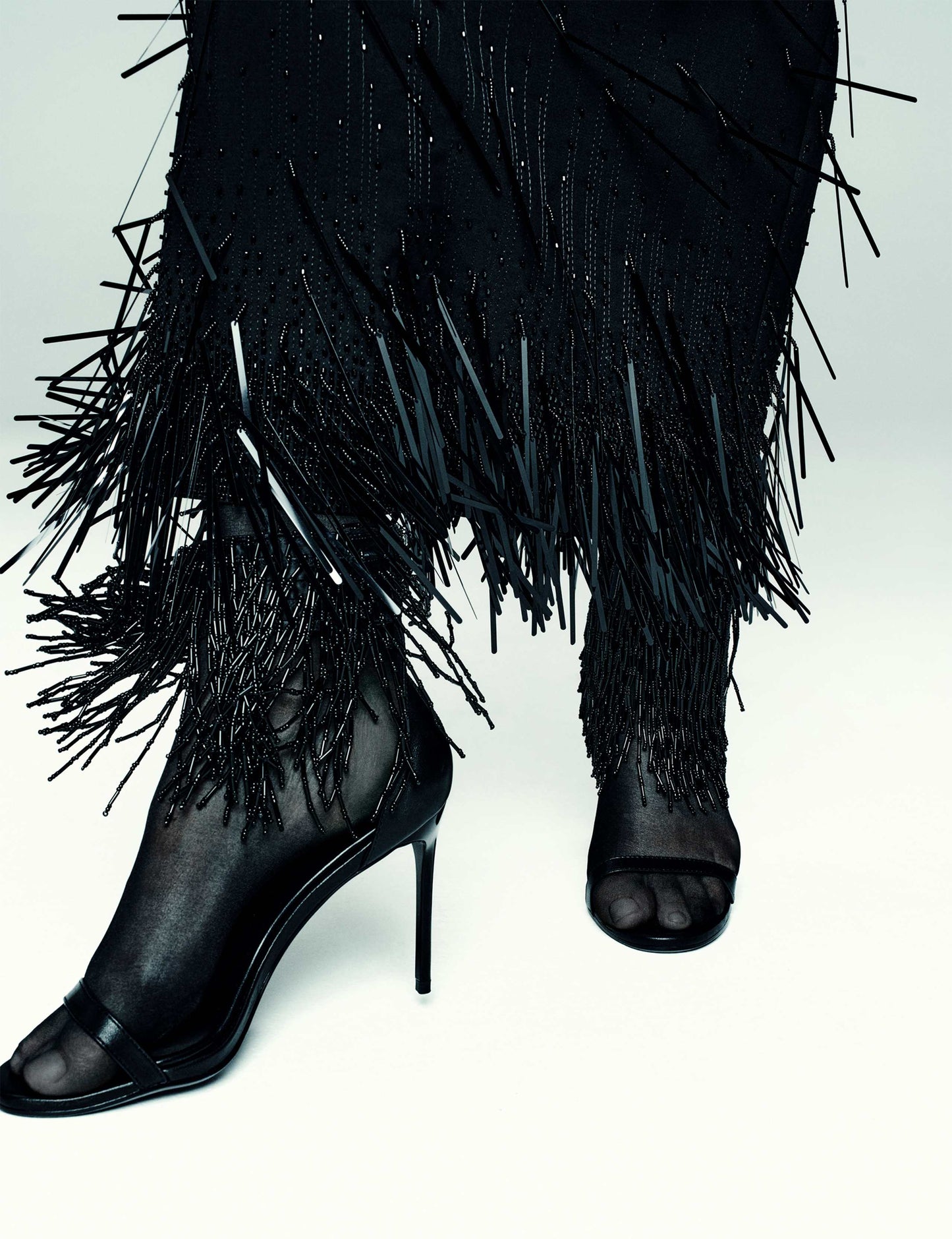 Leather Tassel Strappy Stiletto Heel Sandals