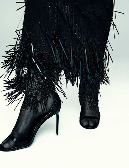 Leather Tassel Strappy Stiletto Heel Sandals