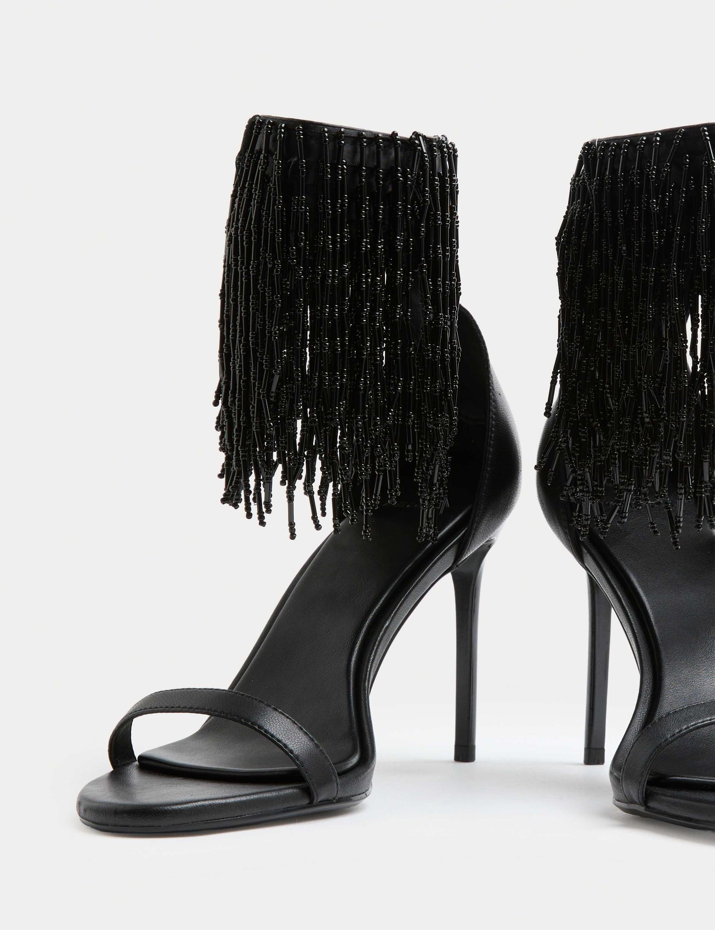 Leather Tassel Strappy Stiletto Heel Sandals