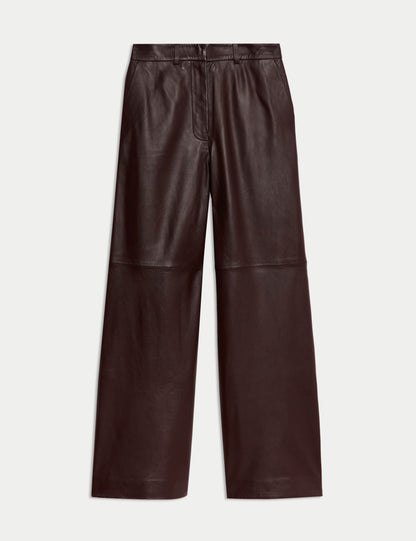 Leather Wide Leg Trousers