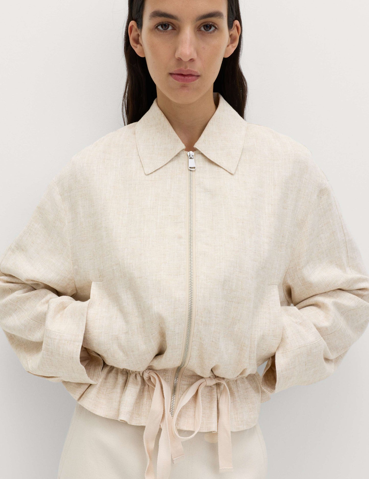 Linen Blend Lightweight Harrington Jacket