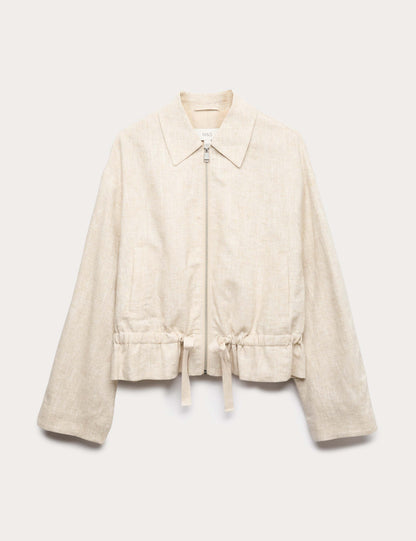 Linen Blend Lightweight Harrington Jacket