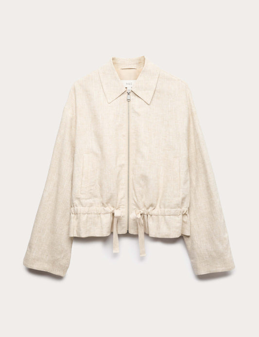 Linen Blend Lightweight Harrington Jacket