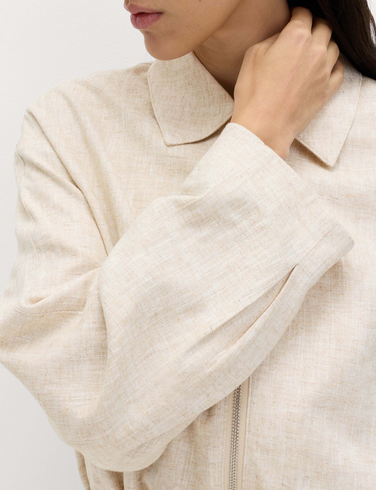 Linen Blend Lightweight Harrington Jacket