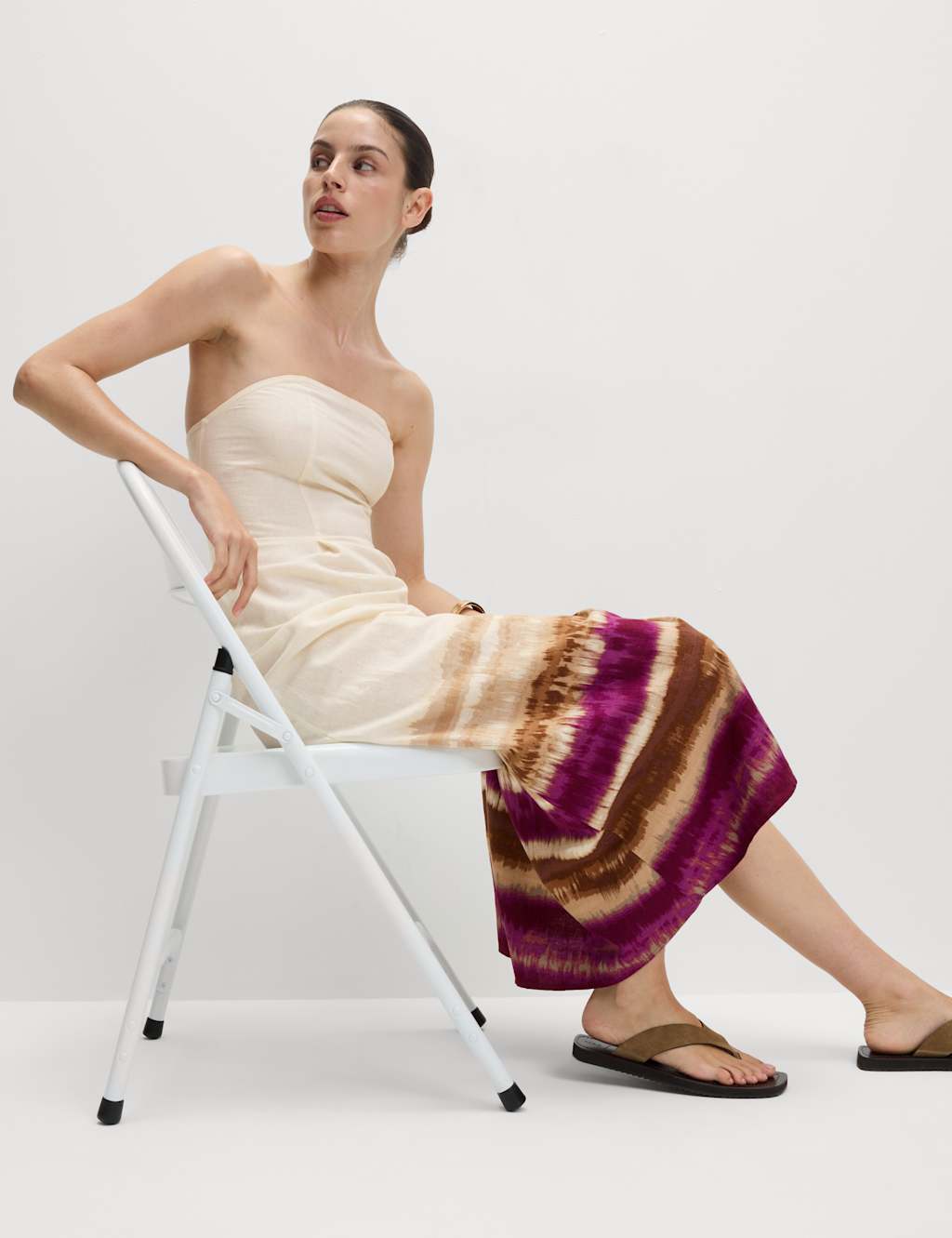 Linen Rich Bandeau Midaxi Dress