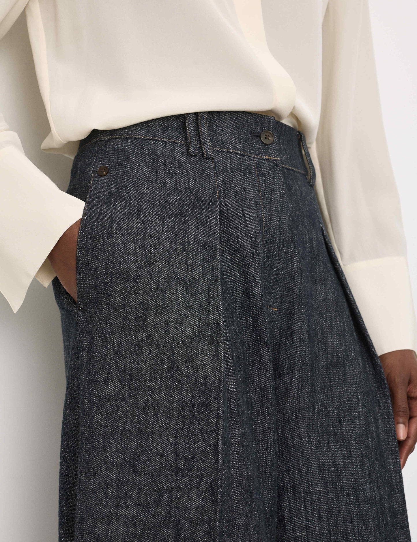 Linen Rich Cuffed Wide Leg Trousers