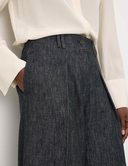 Linen Rich Cuffed Wide Leg Trousers