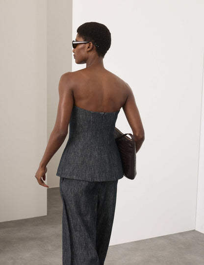 Linen Rich Fitted Bandeau Top