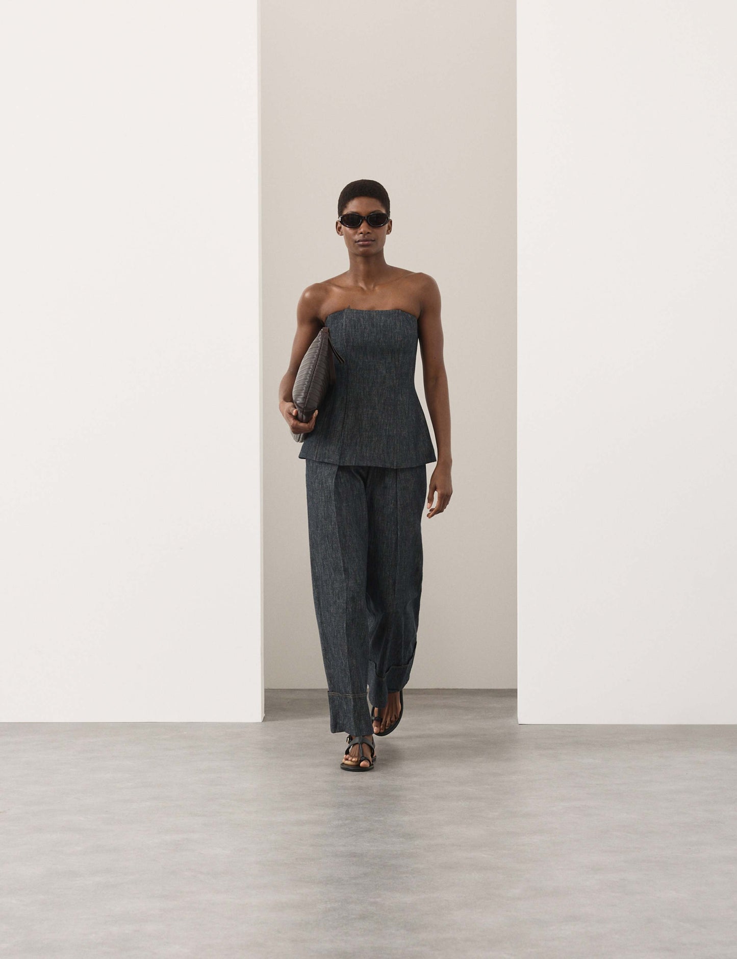 Linen Rich Fitted Bandeau Top