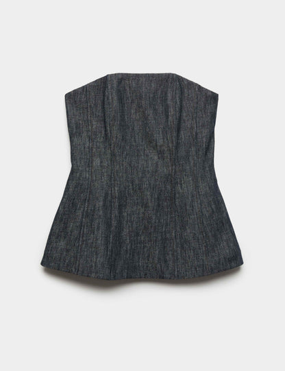 Linen Rich Fitted Bandeau Top