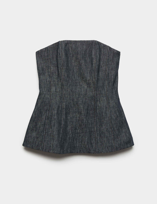 Linen Rich Fitted Bandeau Top