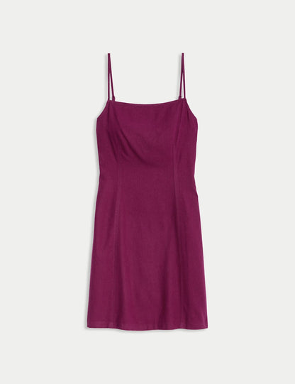 Linen Rich Mini Shift Dress