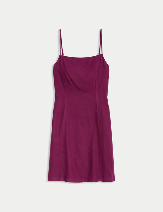 Linen Rich Mini Shift Dress