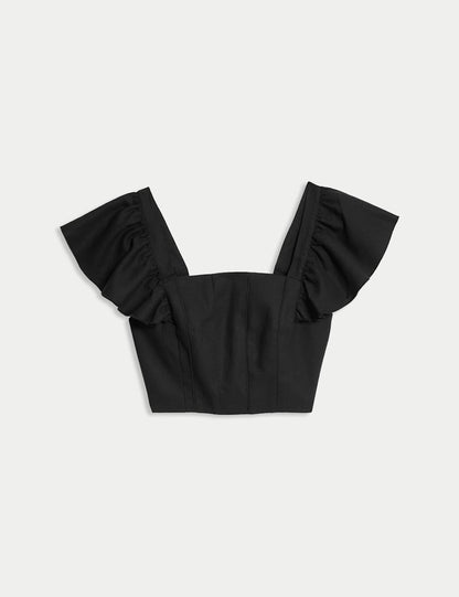 Linen Rich Regular Fit Crop Top