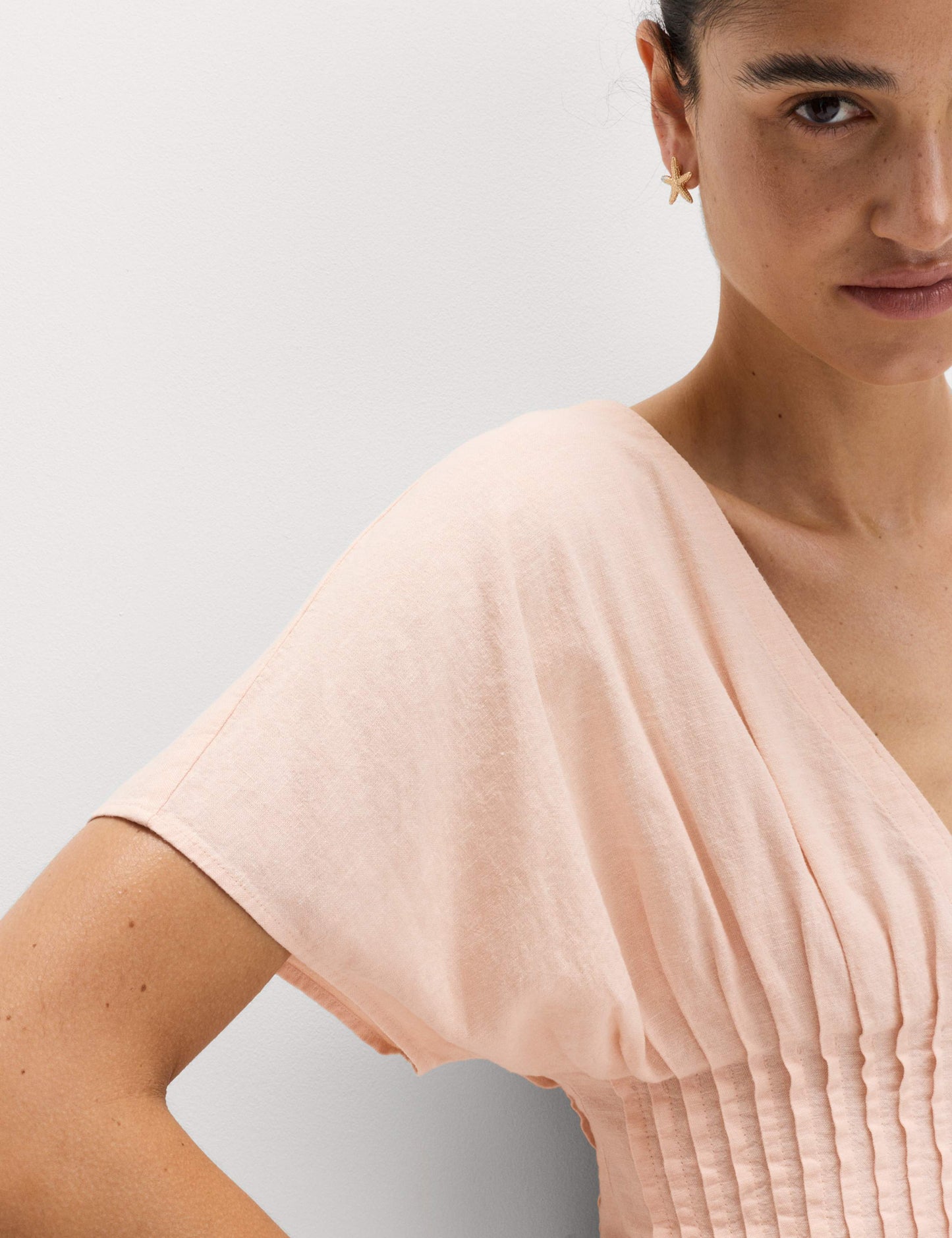 Linen Rich Seam Detail Waisted Top