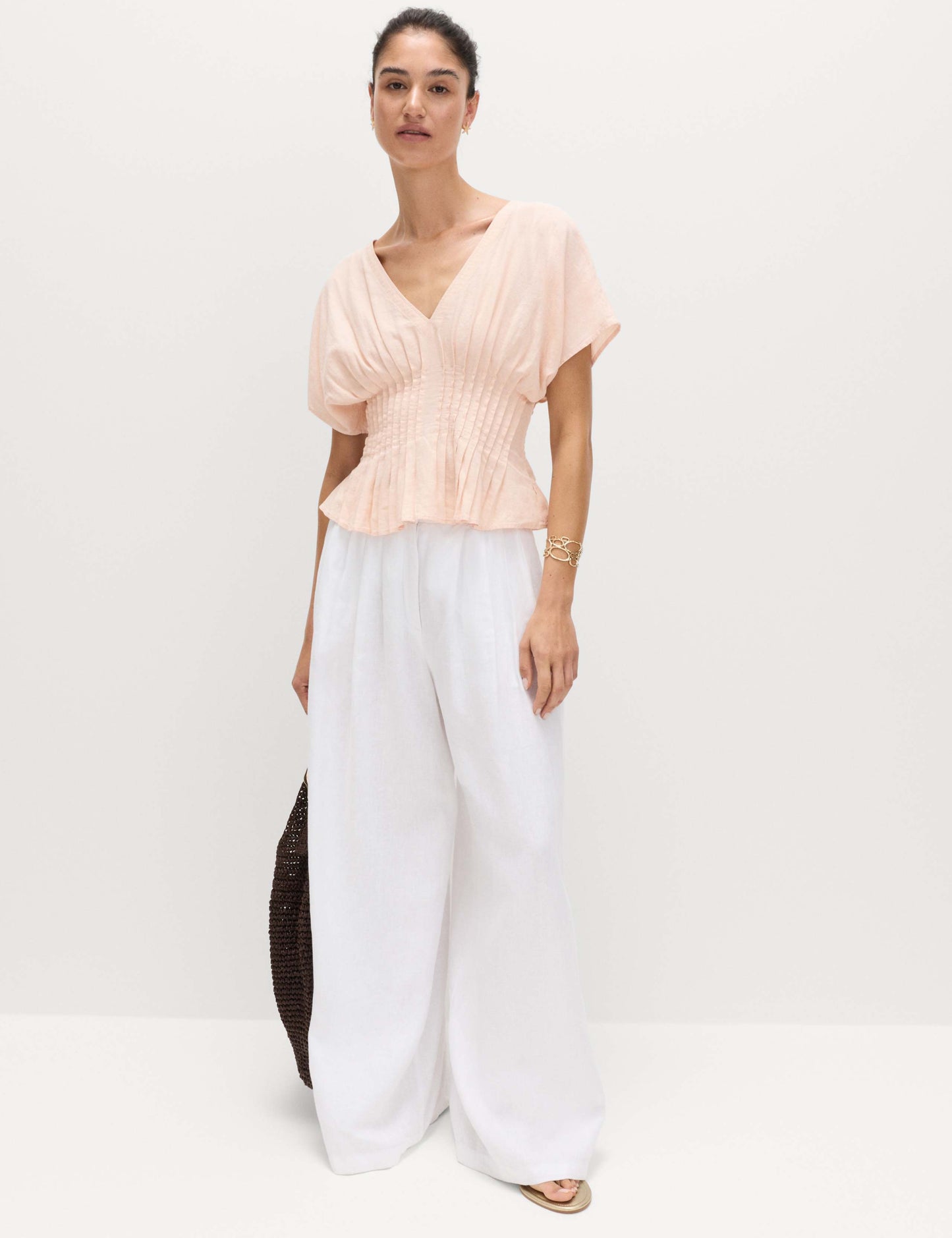 Linen Rich Seam Detail Waisted Top
