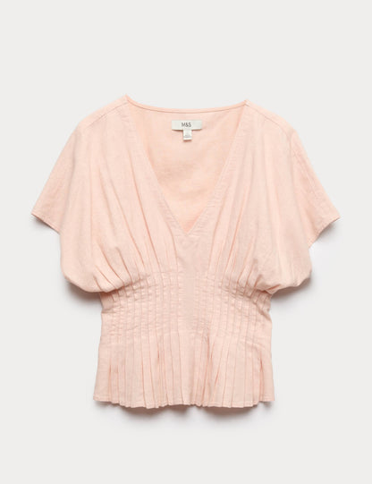 Linen Rich Seam Detail Waisted Top