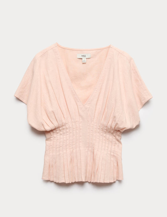 Linen Rich Seam Detail Waisted Top