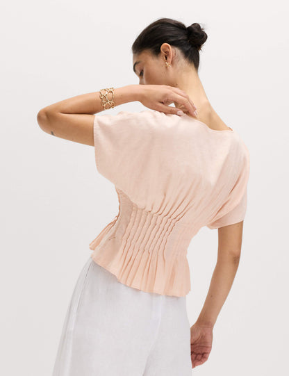 Linen Rich Seam Detail Waisted Top