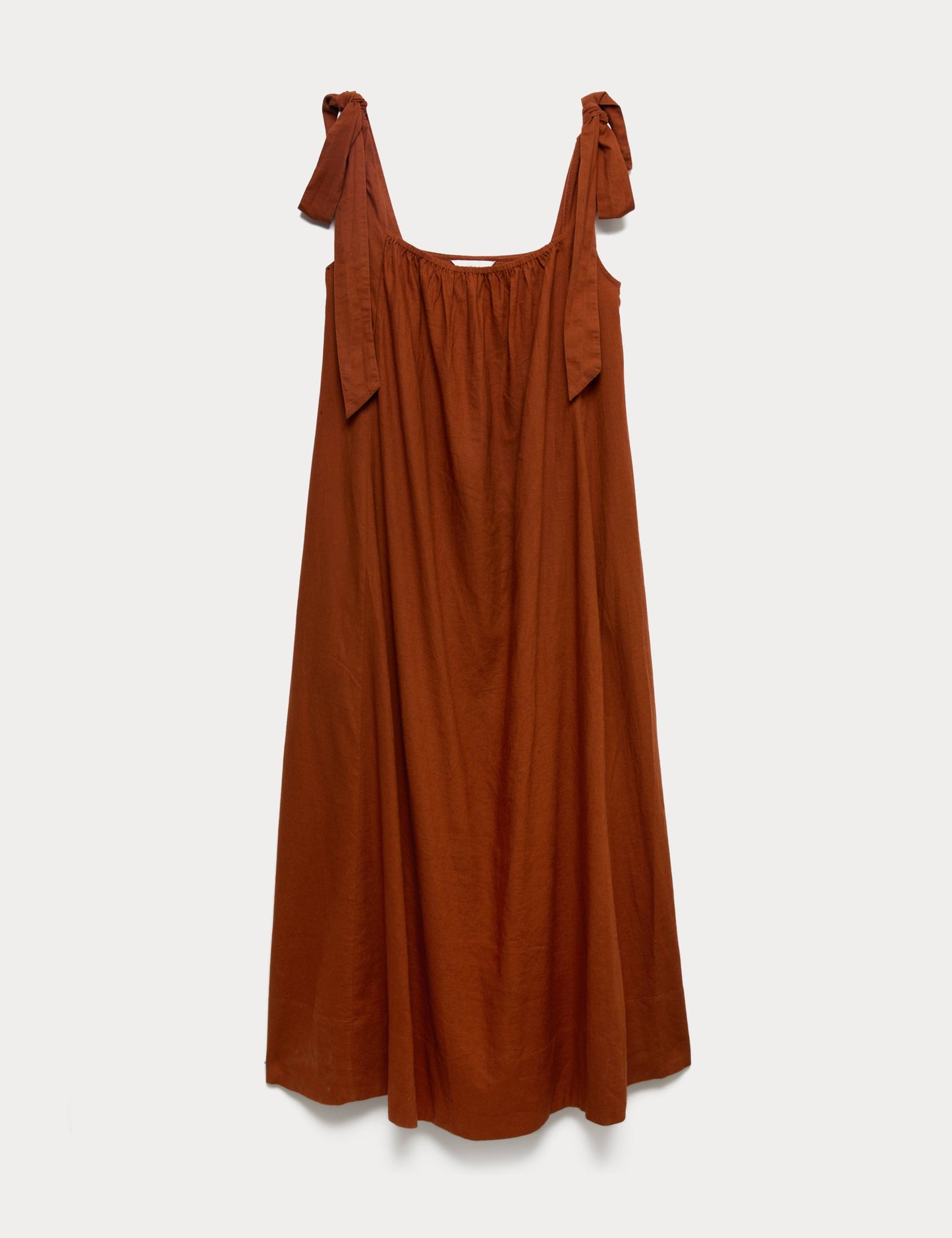 Linen Rich Tie Bow Maxi Beach Dress