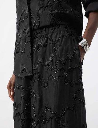 Lyocell Rich Beaded Wide Leg Trousers