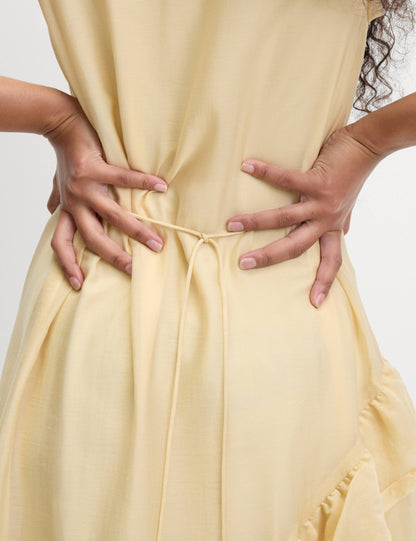 Lyocell Rich Ruffle Midi Column Dress